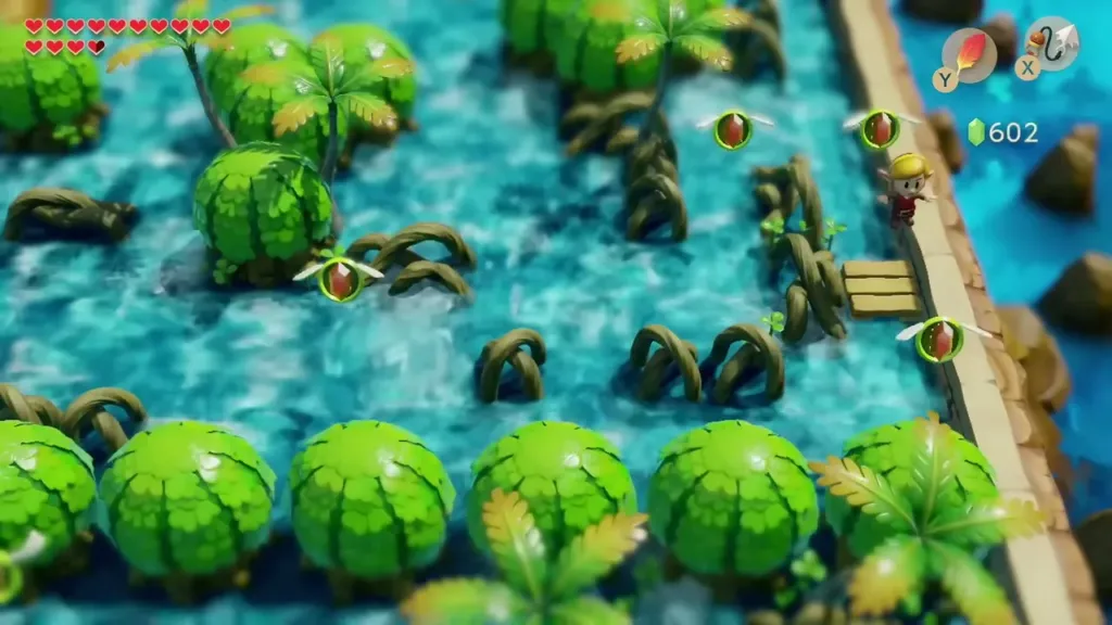 Link on a raft among floating rupees on the Rapids Ride Link on a raft among floating rupees on the Rapids Ride