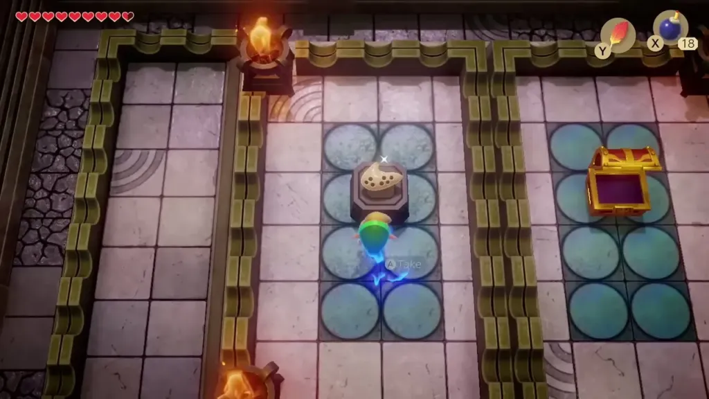 Link walking to the pedestal that holds the Ocarina Link walking to the pedestal that holds the Ocarina