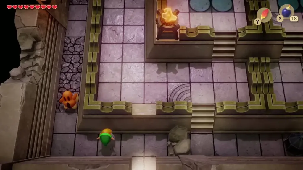 Link crossing the dream room with an Arm-Mimic on the left Link crossing the dream room with an Arm-Mimic on the left
