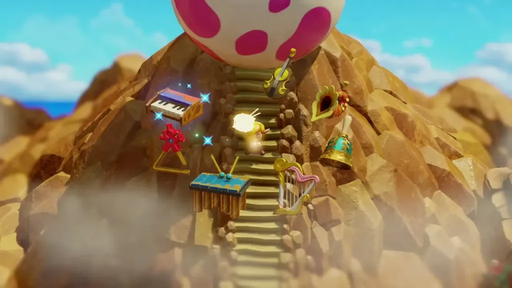The eight Instruments of the Sirens appearing around Link on the stairs The eight Instruments of the Sirens appearing around Link on the stairs