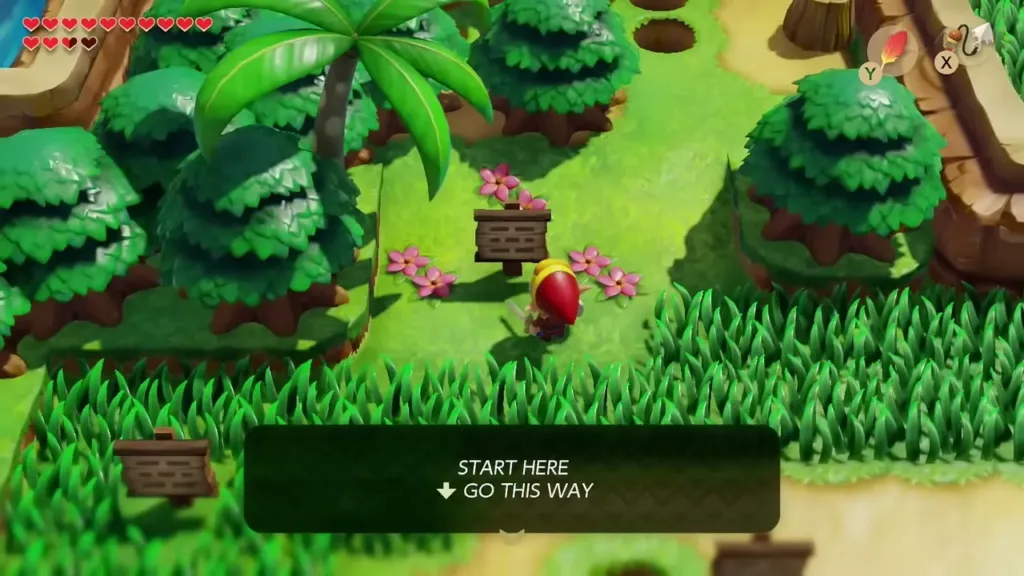 The first sign of the Signpost Maze with a start here hint The first sign of the Signpost Maze with a start here hint