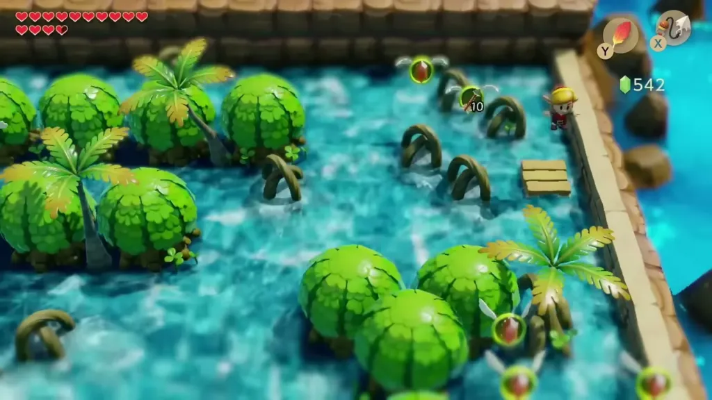 Rupees floating among vines and bushes beside the raft Rupees floating among vines and bushes beside the raft