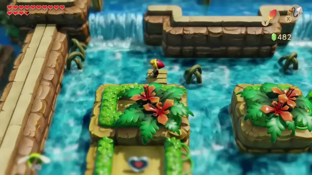 The raft passing a hedged island with a Piece of Heart on the left The raft passing a hedged island with a Piece of Heart on the left