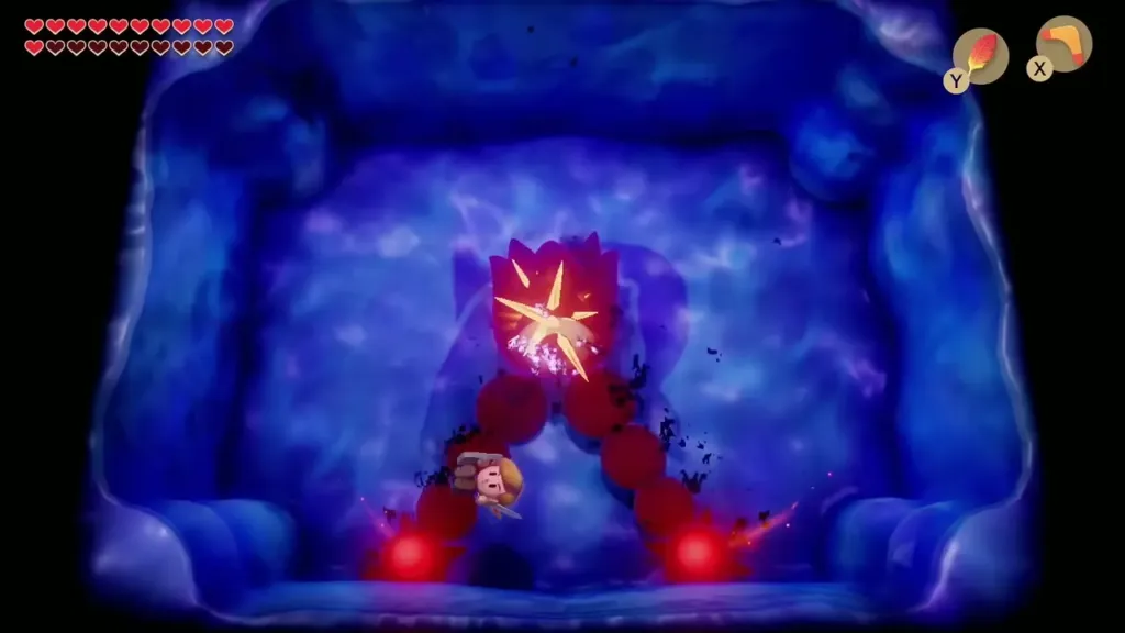 Link fighting the final shadow form with red orbs in the Wind Fish's Egg Link fighting the final shadow form with red orbs in the Wind Fish's Egg