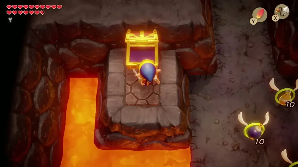 Link standing at the Turtle Rock chest after putting the medicine back Link standing at the Turtle Rock chest after putting the medicine back