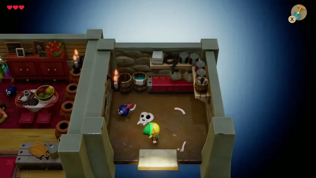 Link inside CiaoCiao's doghouse next to a skull and bones Link inside CiaoCiao's doghouse next to a skull and bones