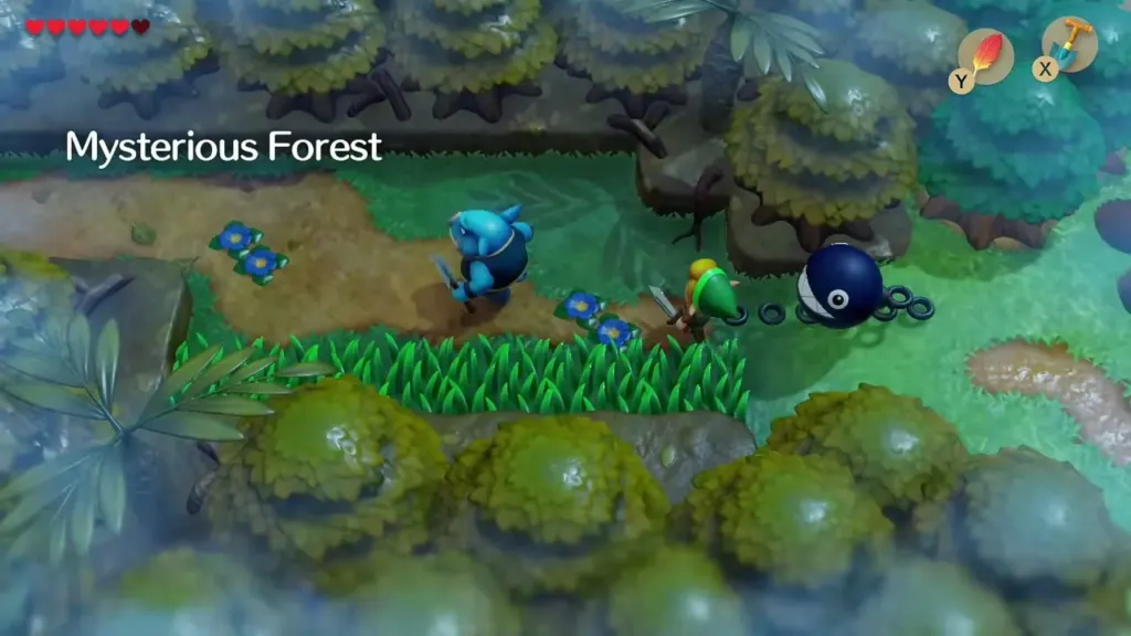 Link and BowWow on the northern path of the Mysterious Forest Link and BowWow on the northern path of the Mysterious Forest
