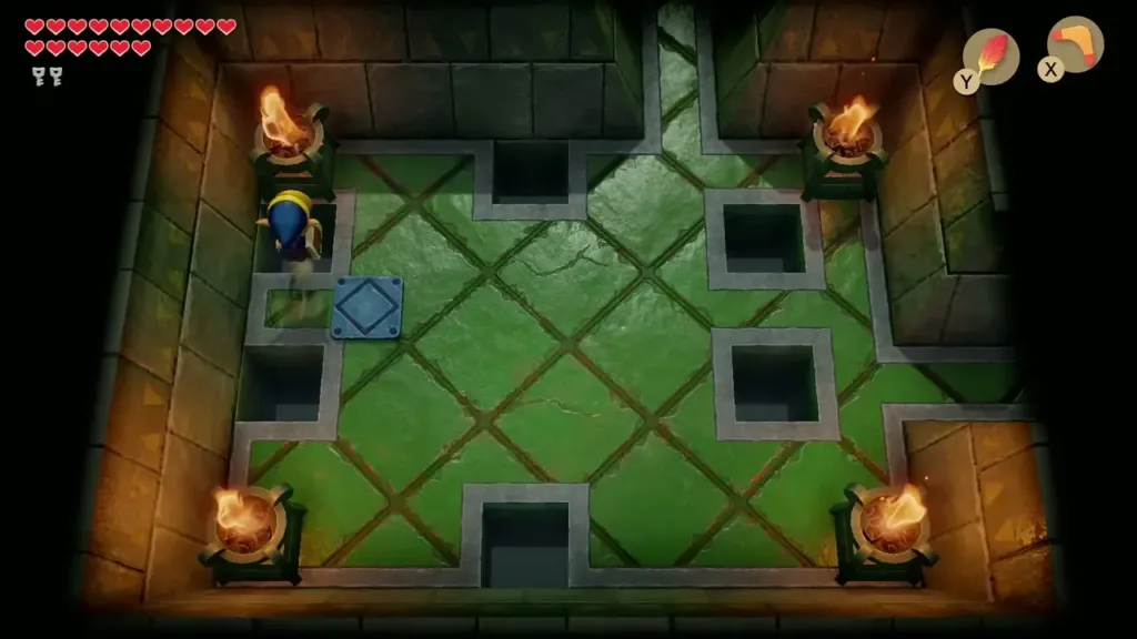 Link standing at the holes on the left side of the Hinox room Link standing at the holes on the left side of the Hinox room