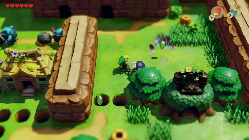 Link and BowWow beside the telephone booth with freshly dug holes Link and BowWow beside the telephone booth with freshly dug holes