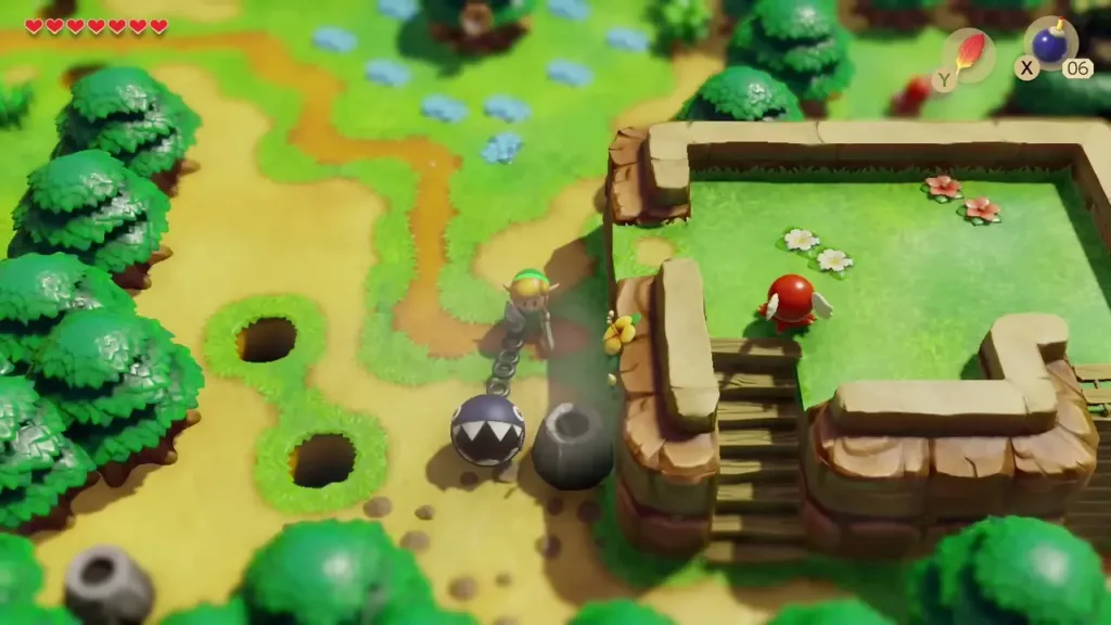 Link digging near the stairs after the skull rock is bombed away Link digging near the stairs after the skull rock is bombed away