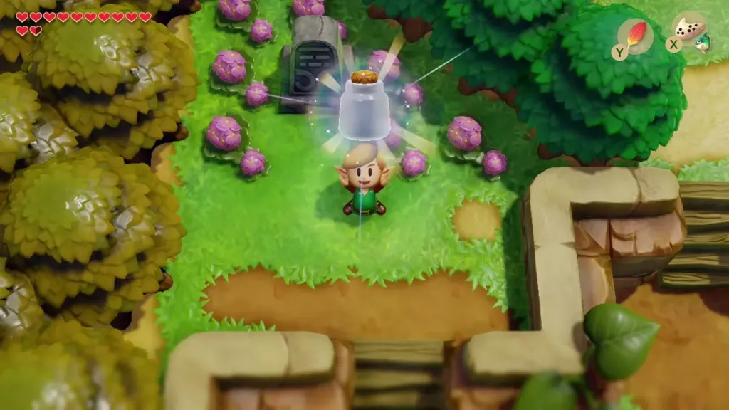 The fairy bottle rising above Link at the grave The fairy bottle rising above Link at the grave