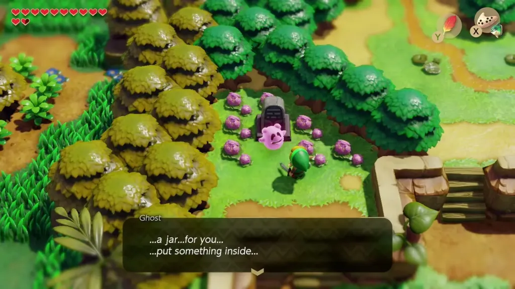 The Ghost at the flower-ringed headstone saying it has a jar for Link The Ghost at the flower-ringed headstone saying it has a jar for Link