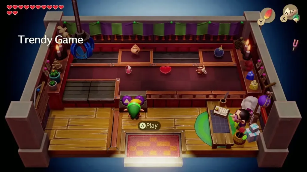 Link at the Trendy Game crane in Mabe Village, ready to play Link at the Trendy Game crane in Mabe Village, ready to play