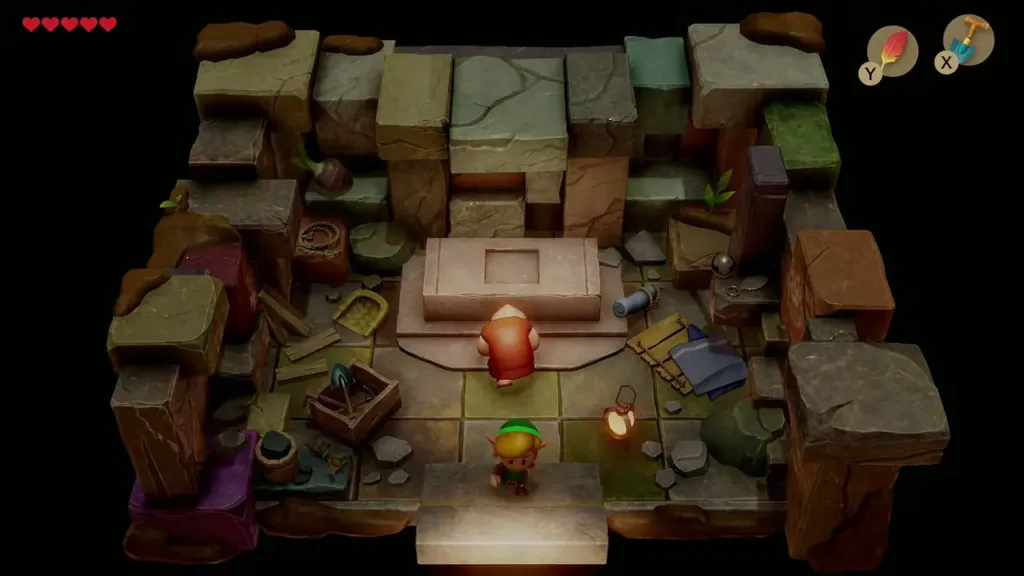 Link facing Dampe inside his shack Link facing Dampe inside his shack