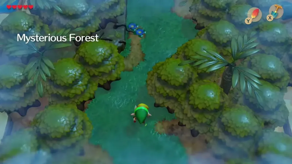 Link walking the foggy path at the start of the Mysterious Forest Link walking the foggy path at the start of the Mysterious Forest