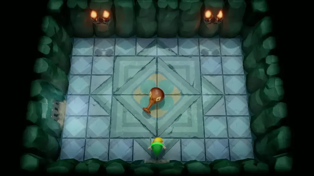 Link entering the boss room with the Genie's bottle in the center Link entering the boss room with the Genie's bottle in the center