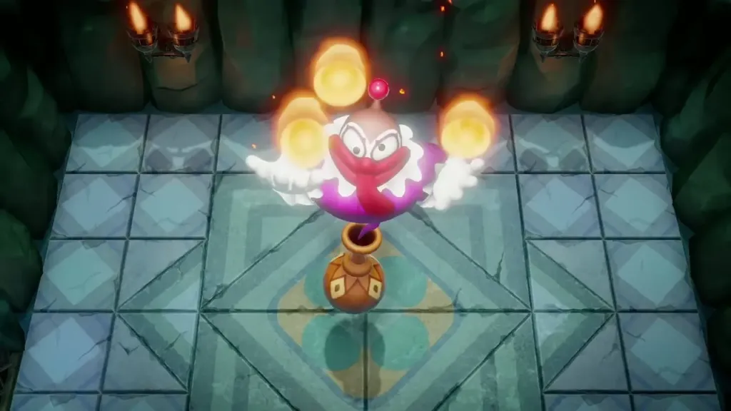 The Genie above his bottle conjuring fireballs The Genie above his bottle conjuring fireballs