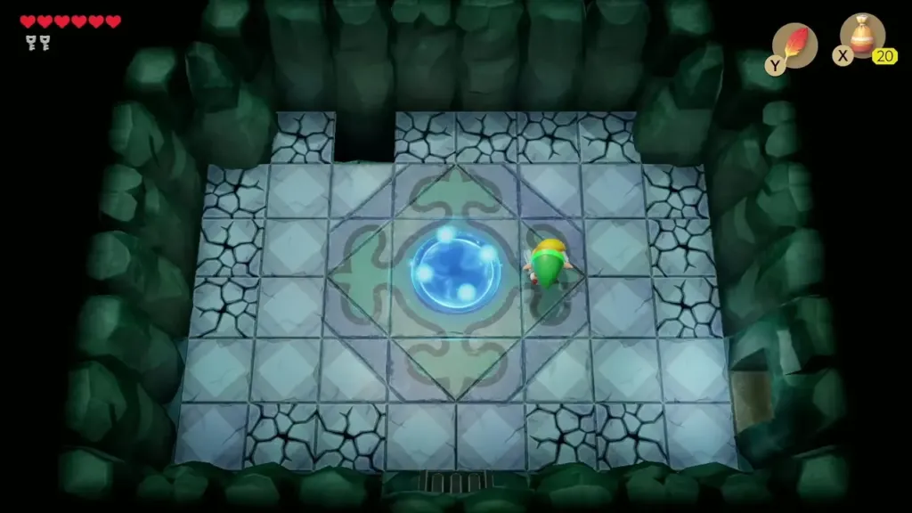The warp portal appearing in the arena after the Hinox falls The warp portal appearing in the arena after the Hinox falls