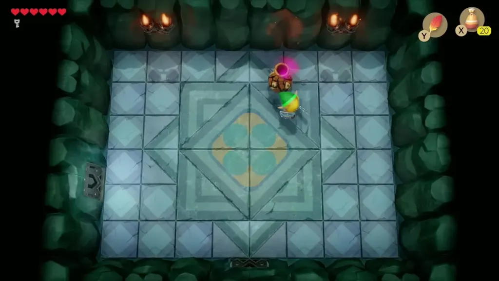 Link lifting the bottle to throw it at the wall Link lifting the bottle to throw it at the wall