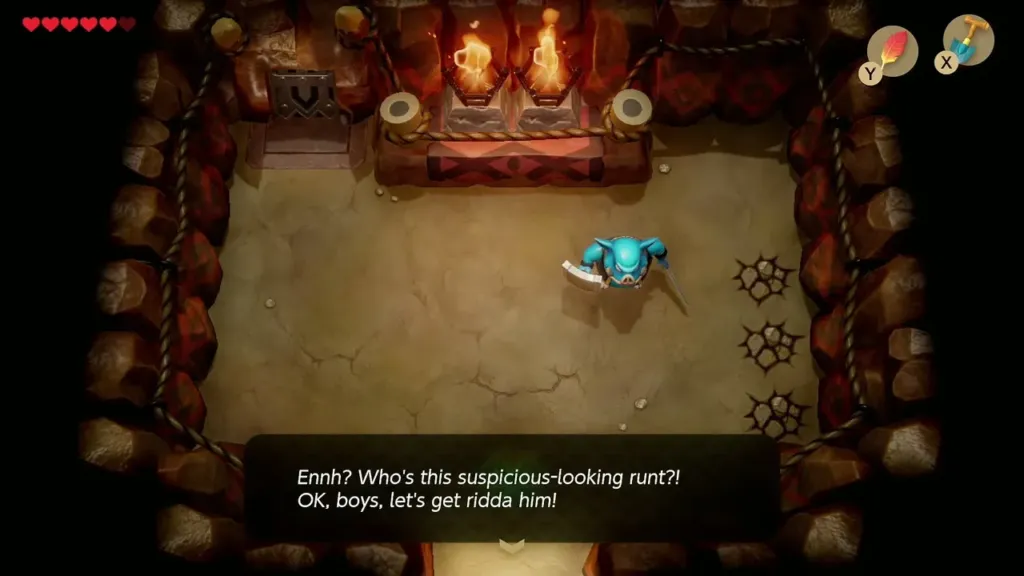 A lone Moblin facing Link in the first room of the Moblin Cave A lone Moblin facing Link in the first room of the Moblin Cave