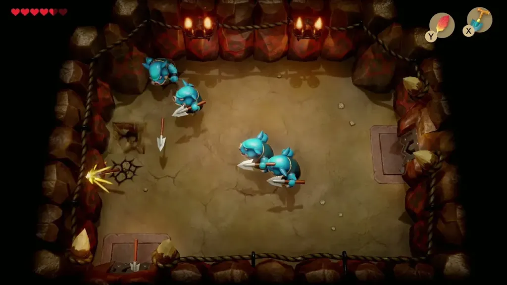 A group of Moblins throwing spears in the second room of the Moblin Cave A group of Moblins throwing spears in the second room of the Moblin Cave