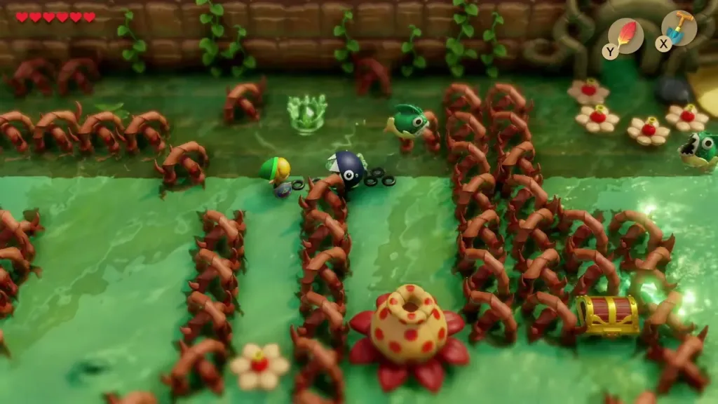 A Giant Goponga Flower and a chest hidden in the thorn maze A Giant Goponga Flower and a chest hidden in the thorn maze