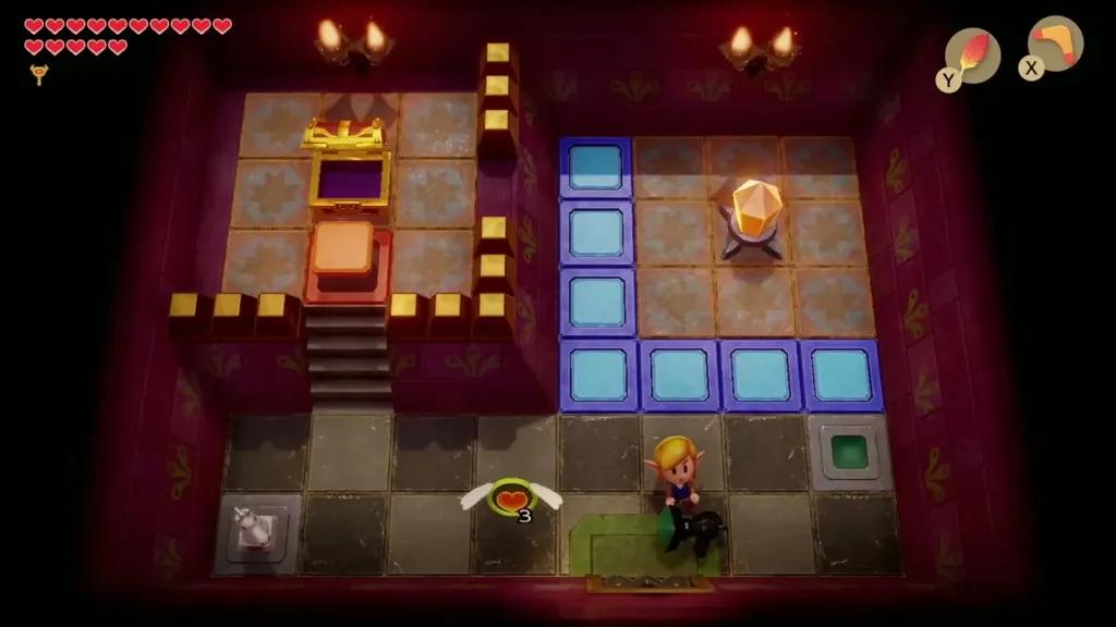Chess room after the chest is opened, Link heading for the exit Chess room after the chest is opened, Link heading for the exit