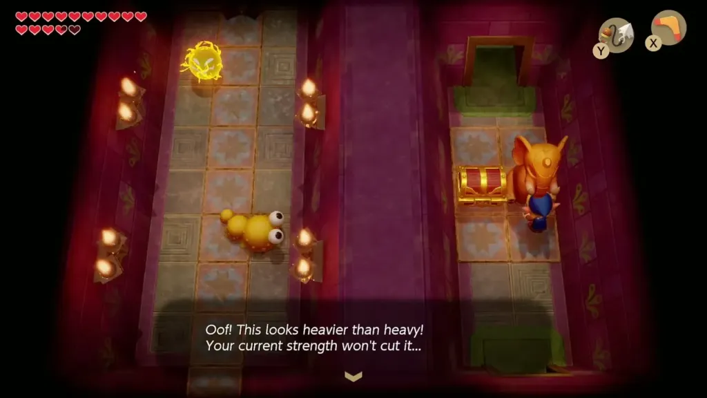 Link at the elephant statue beside a chest, too heavy to lift Link at the elephant statue beside a chest, too heavy to lift