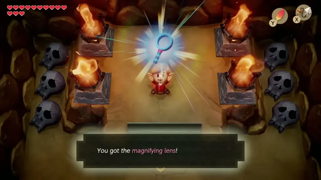 Link holding up the Magnifying Lens with its name box Link holding up the Magnifying Lens with its name box