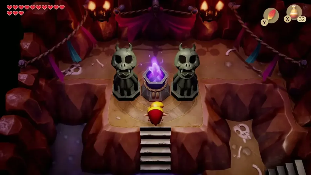 Magic Powder burning in the bowl between two skull statues Magic Powder burning in the bowl between two skull statues