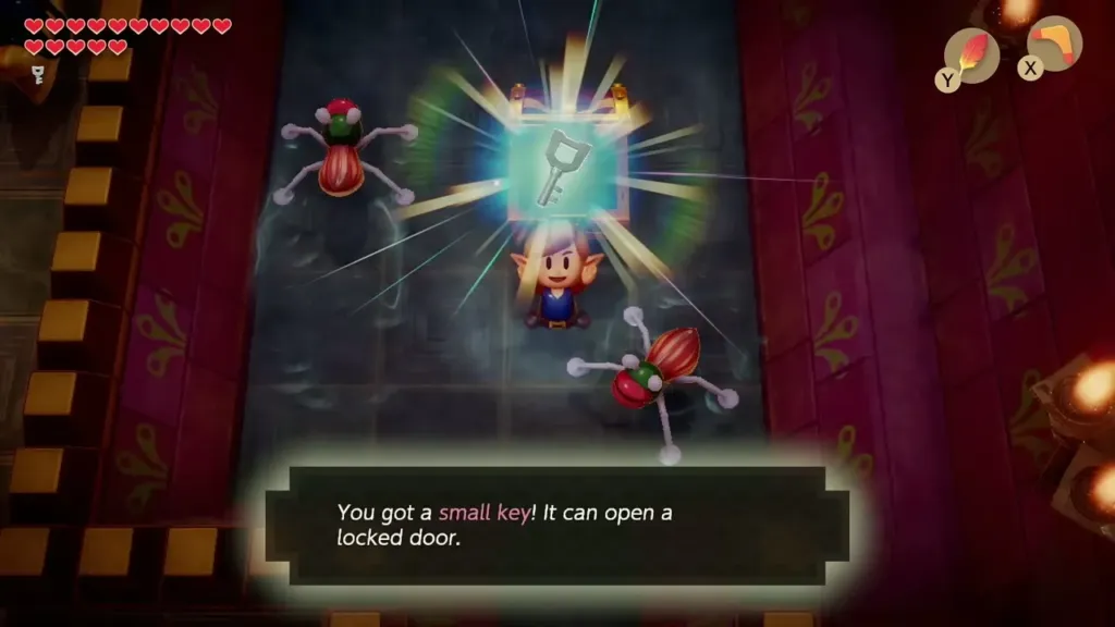 Link holding up the second Small Key with the message that he got a small key Link holding up the second Small Key with the message that he got a small key