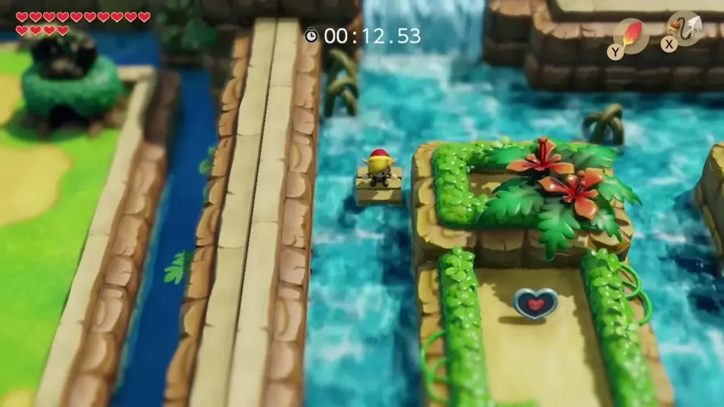 The raft near the west-most island dock with a Piece of Heart on the ground The raft near the west-most island dock with a Piece of Heart on the ground