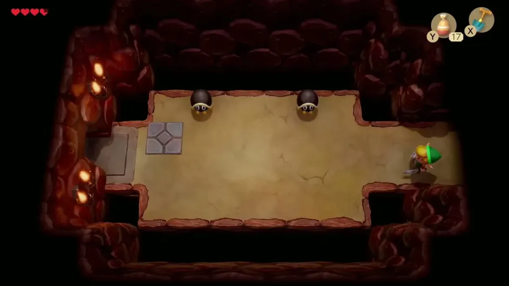 Link entering the room with two Hardhat Beetles Link entering the room with two Hardhat Beetles