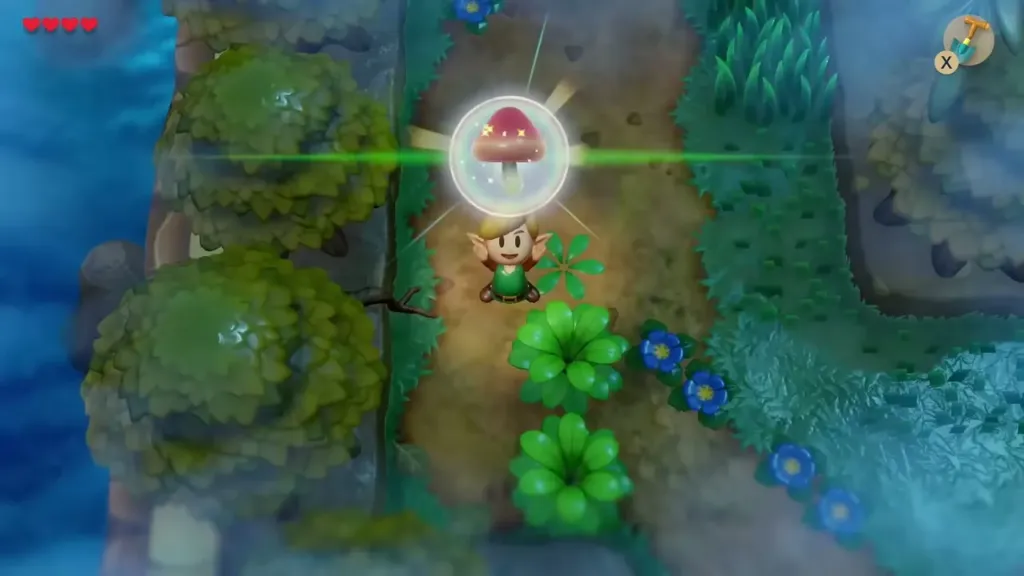 Link holding up the red Toadstool he just picked Link holding up the red Toadstool he just picked