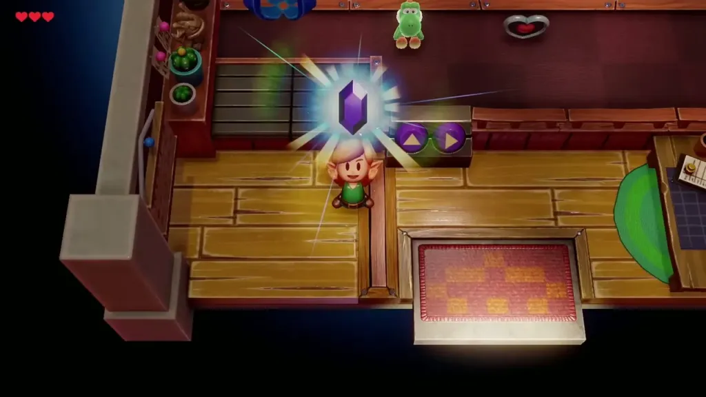 Link holding up the purple rupee won at the crane game Link holding up the purple rupee won at the crane game