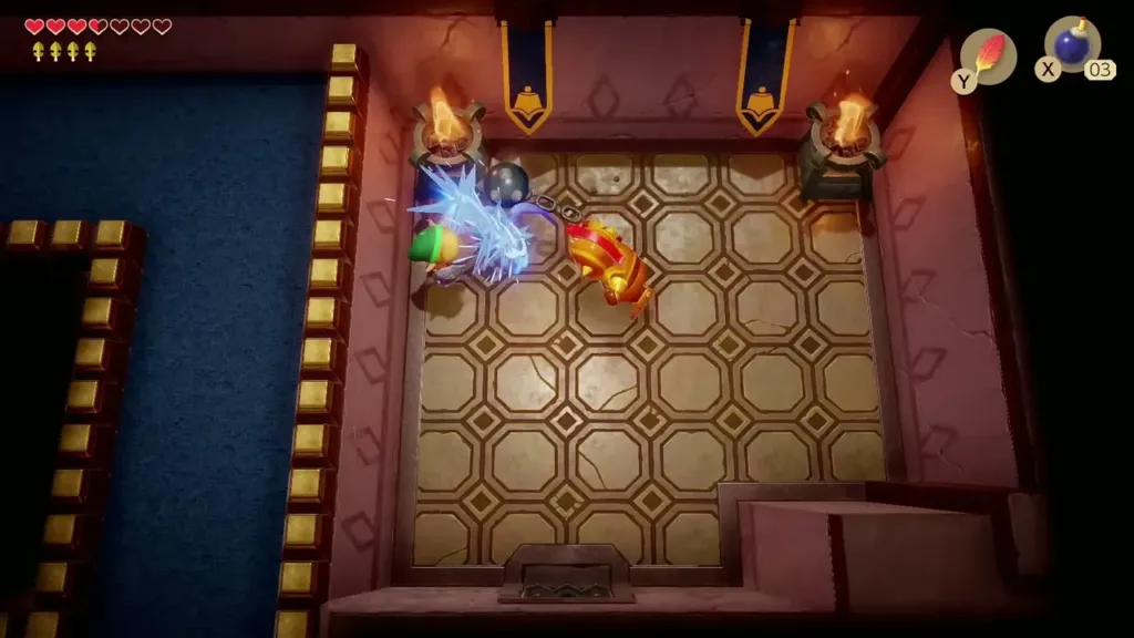 Link slashing the Ball and Chain Soldier from the side