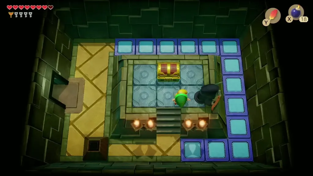 Link on the dais steps beside the dark knight with the chest ahead