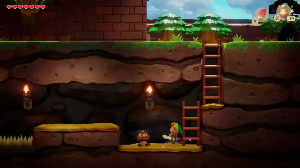 Link in the side-view tunnel beneath the castle walls