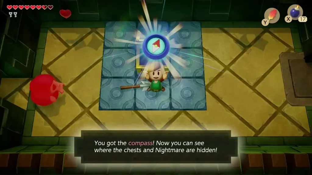 Link holding up the Compass