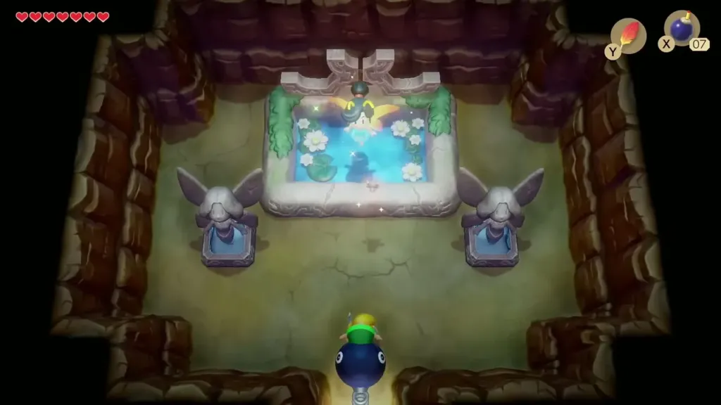 Link entering the Great Fairy Fountain room
