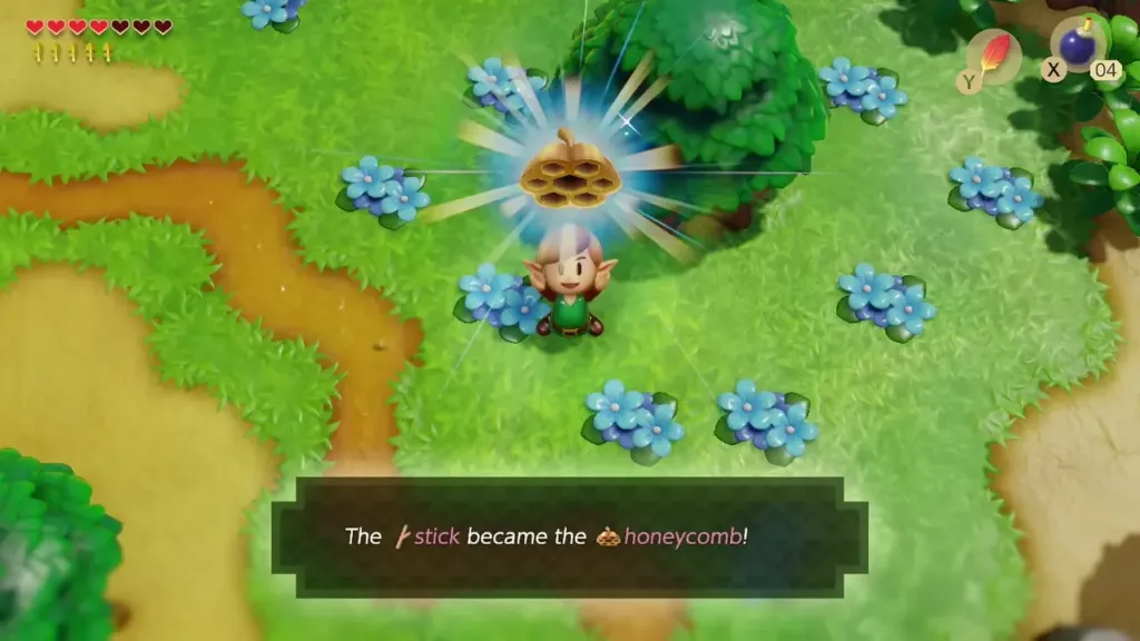 Link holding up the Honeycomb as the message about the stick becoming honeycomb appears