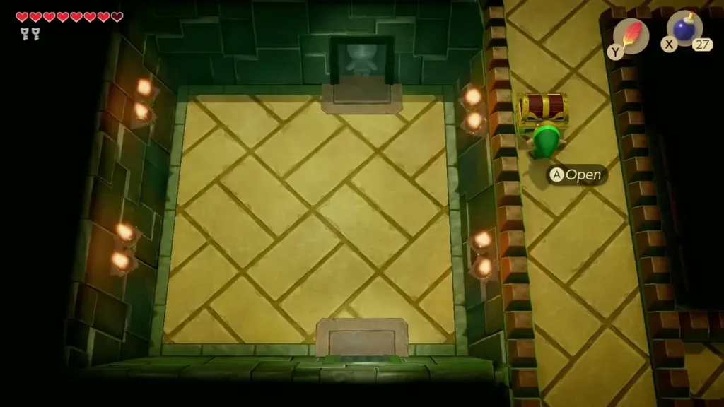 Link at the chest in the left corridor of Key Cavern