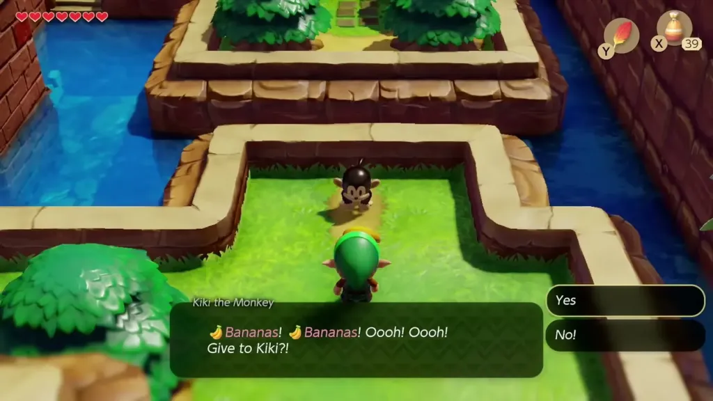Kiki the Monkey asking whether Link will give him the Bananas
