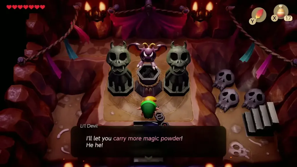 Li'l Devil offering to let Link carry more magic powder