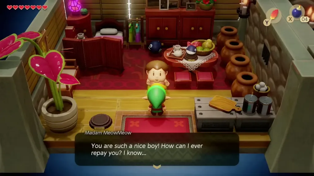 Madam MeowMeow asking how she can repay Link