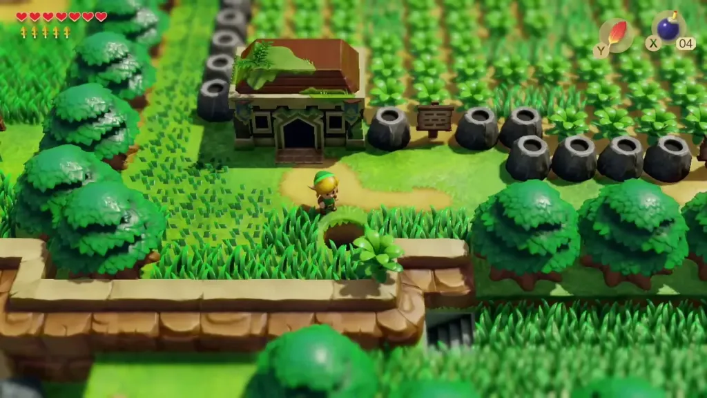 Link approaching Richard's Villa with the pothole field beside it
