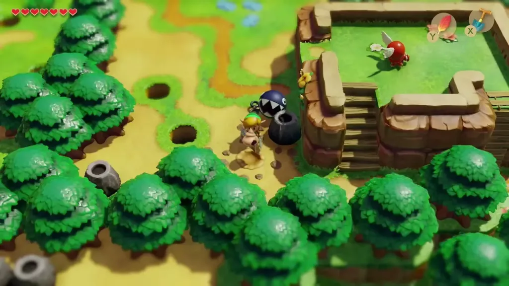 Link digging with the Shovel beside the stone