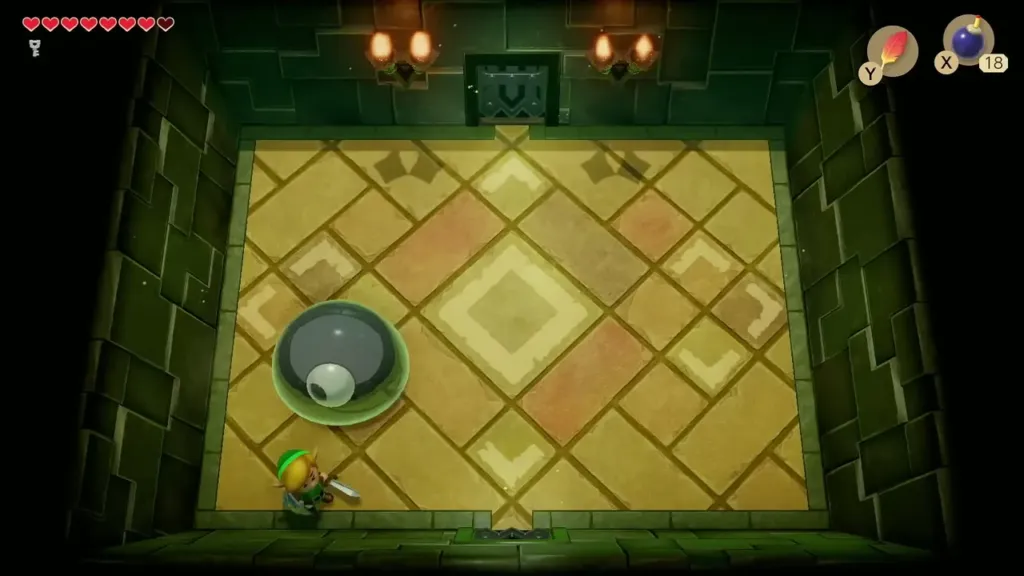 Link facing one remaining half of Slime Eye