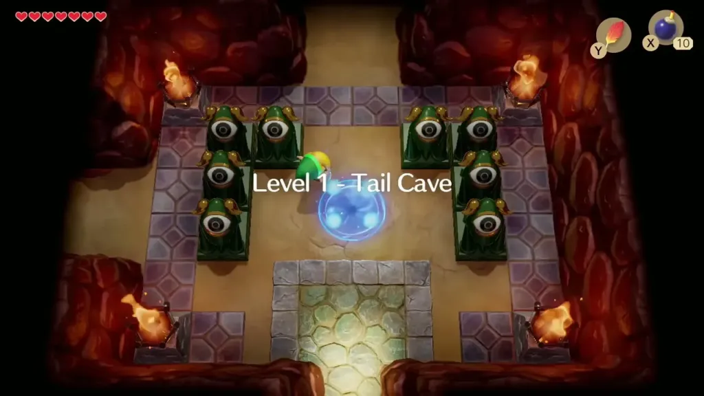 Link at the entrance room of Tail Cave, Level 1