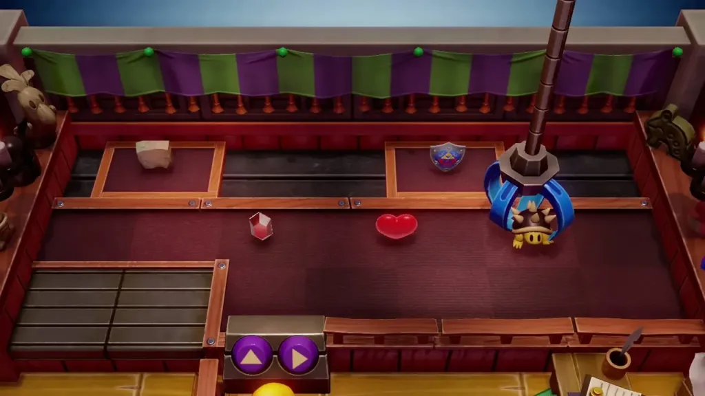 The claw lowering onto a prize in the Trendy Game